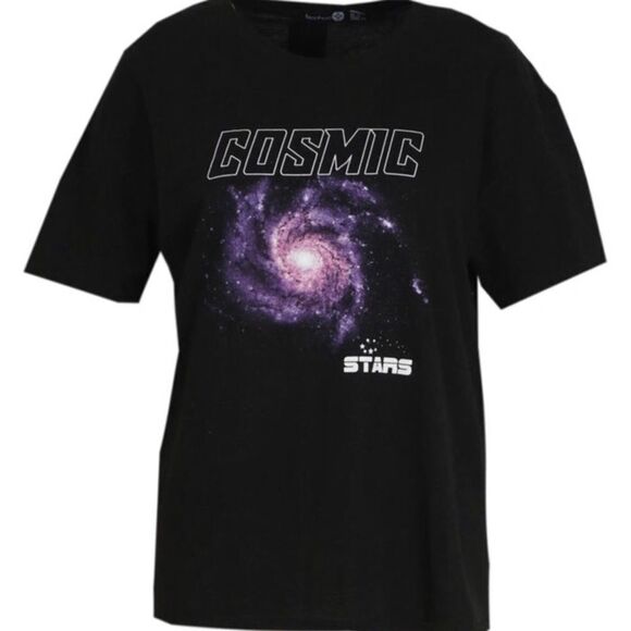 Boohoo Cosmic galaxy stars US16 new black tee - Picture 5 of 5